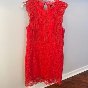 LULUS size large red eyelet cocktail dress